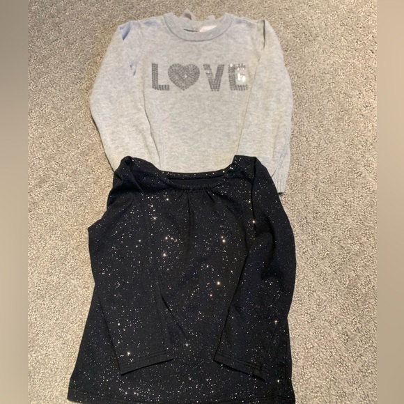 2T “LOVE” Sweater & Black Sparkly Long Sleeve - Picture 5 of 5